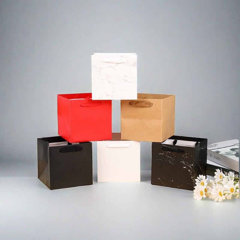 10pcs-Square Gift Bags, Birthday Party Favor Bags, Paper Tote Bags with Handle