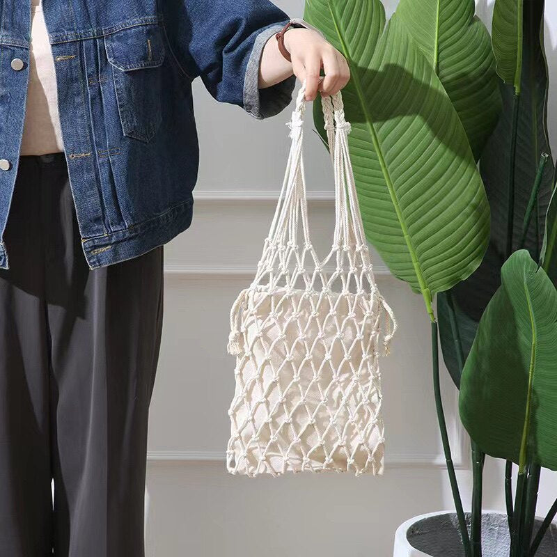 Handmade Woven Bag, Unisex Eco-friendly Tote, Beach Straw Shopping Basket, Storage & Carry-all