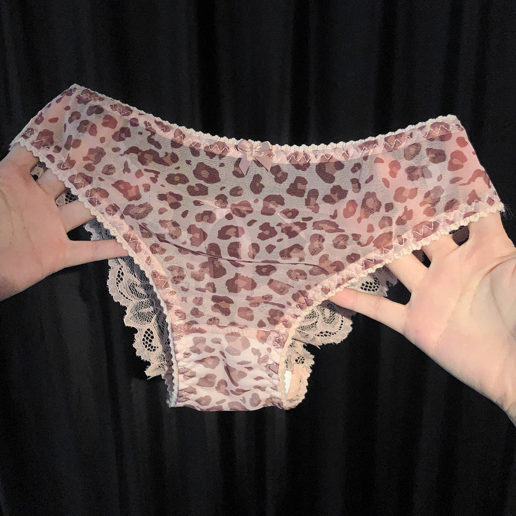 Sexy Cut-Out Lace Panties with Leopard Print - 3-Pack