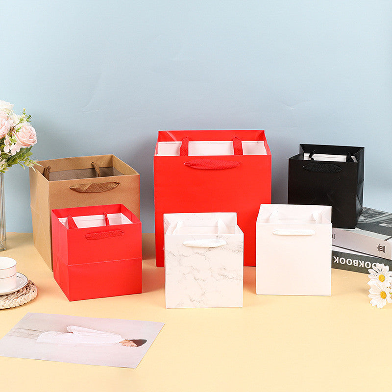 10pcs-Square Gift Bags, Birthday Party Favor Bags, Paper Tote Bags with Handle