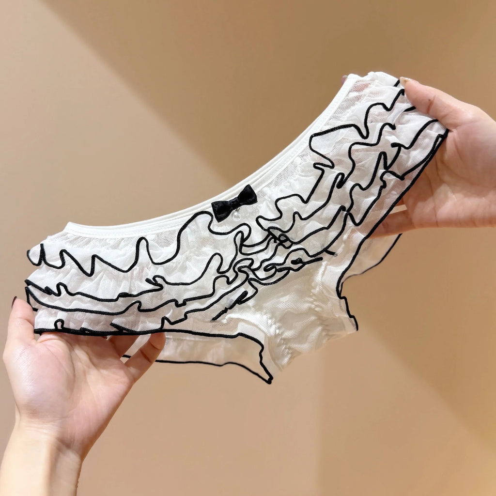 French Style Low-Rise Lace Panties, Seamless Comfort Thong (Set of 4)