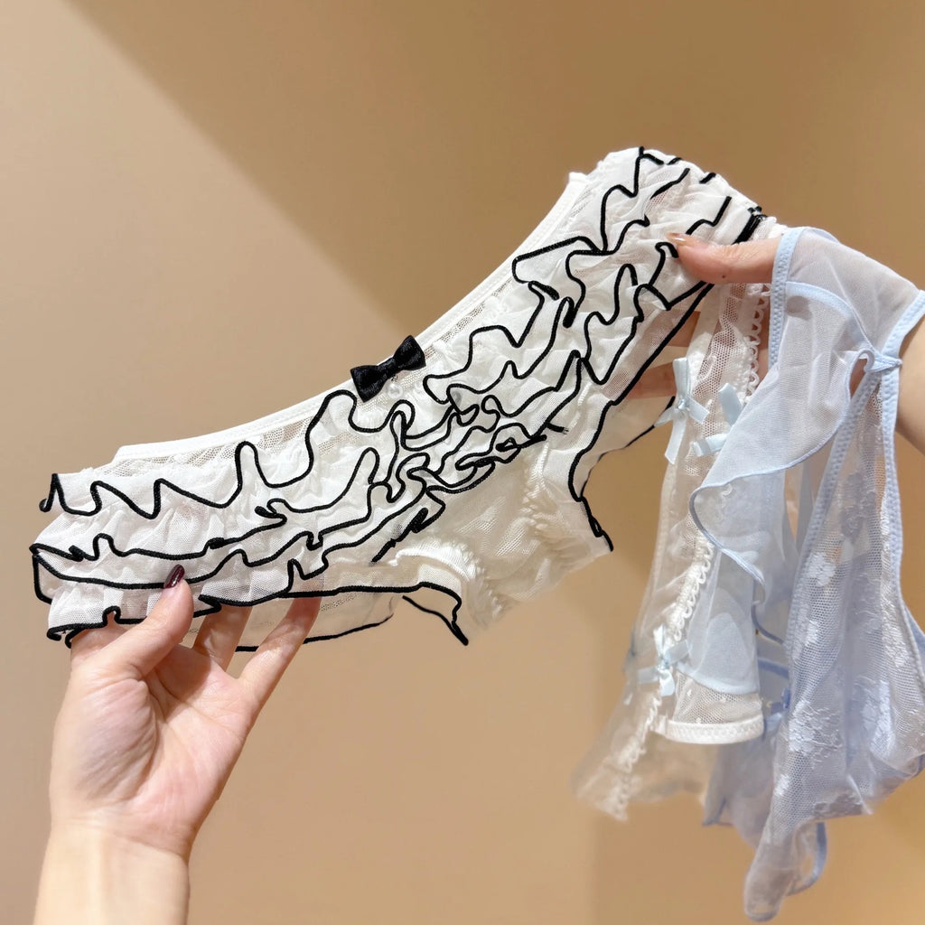 French Style Low-Rise Lace Panties, Seamless Comfort Thong (Set of 4)