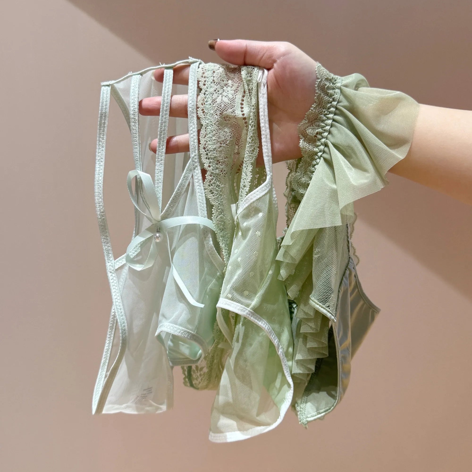 French Lace Girly Knitted Panty with Ruffle Hem & Drawstring - 3-Pack