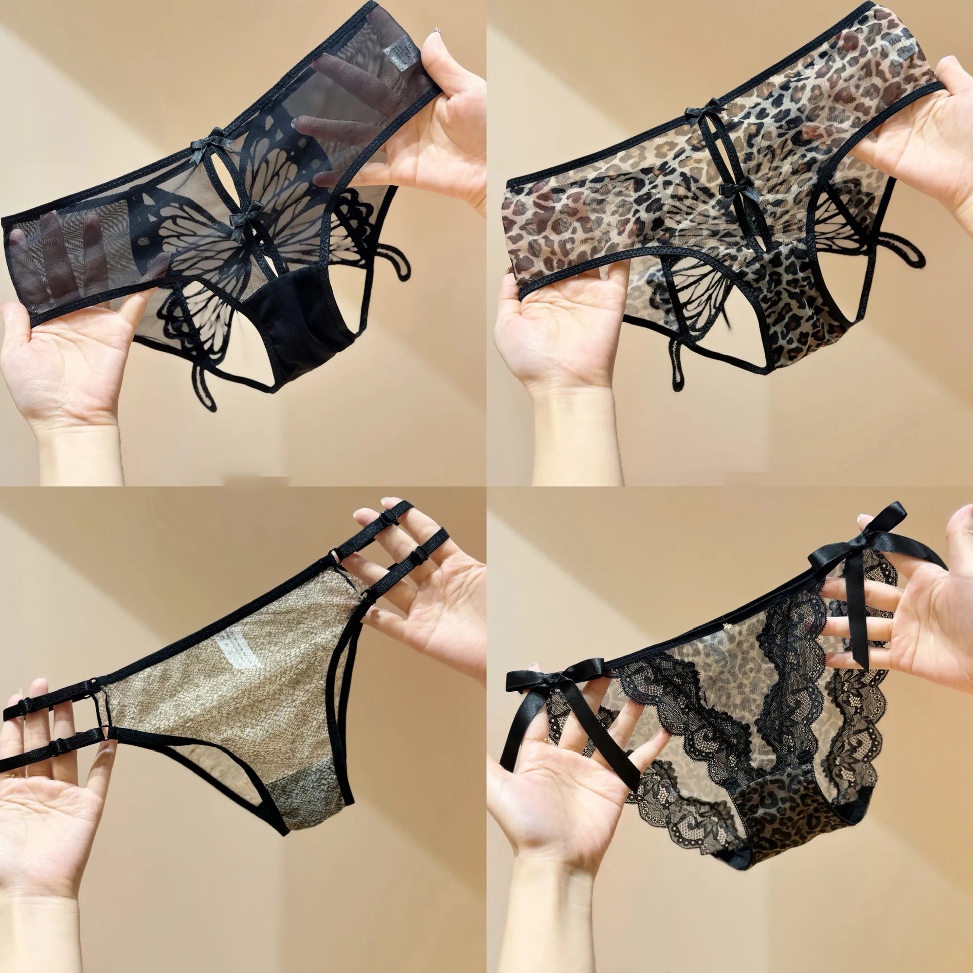 Leopard Print lace pure Sensual lace Underwear - 4-piece set