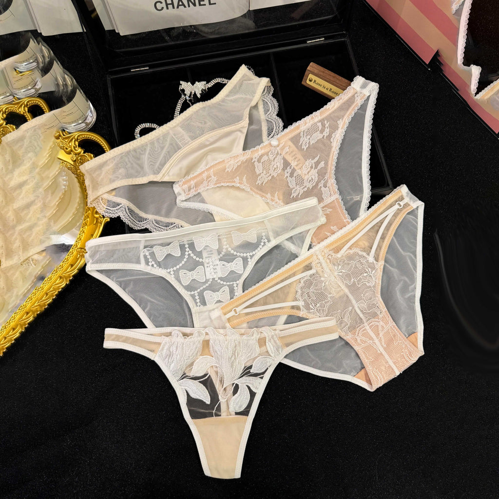 French lace embroidered delicate underwear - 5 pieces set