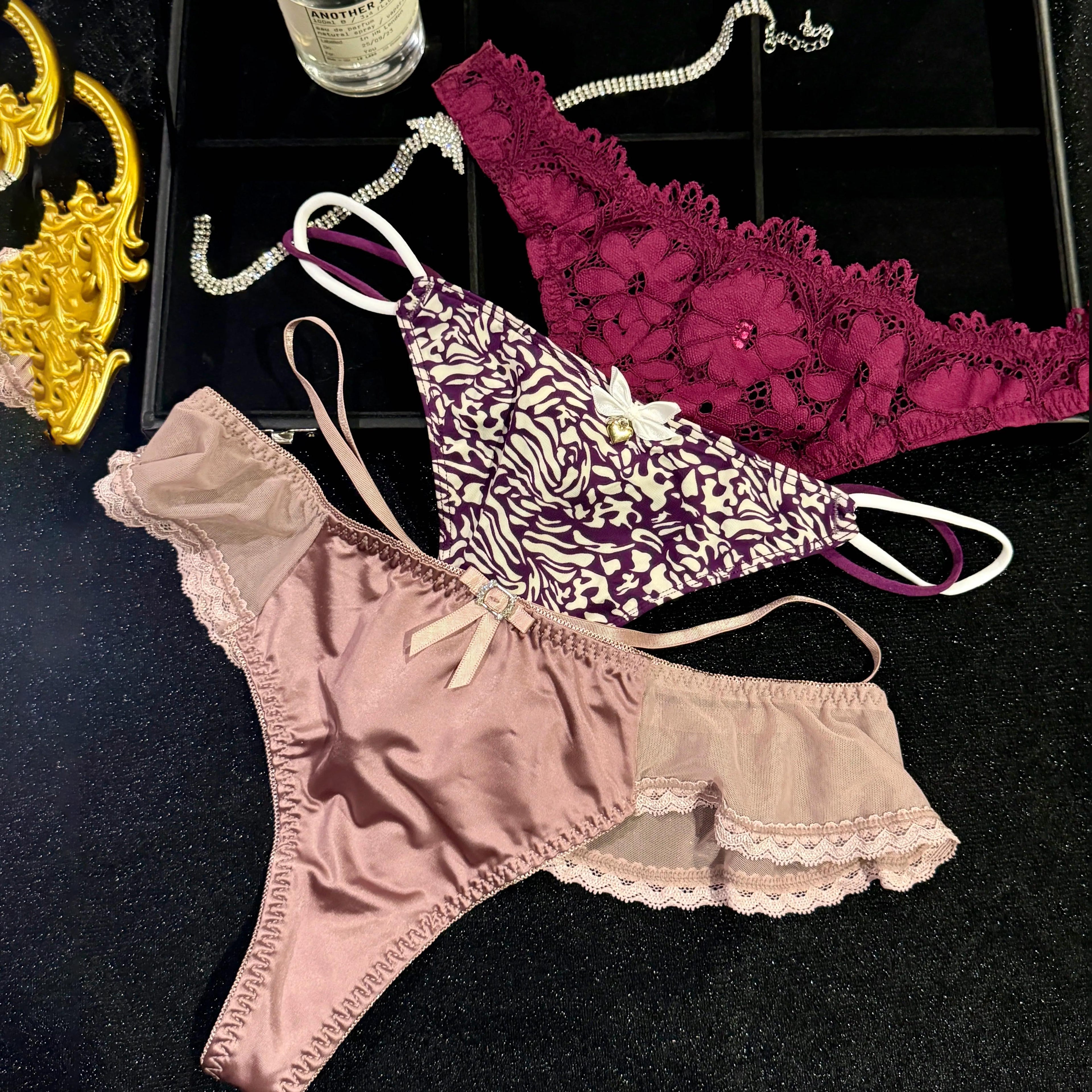 French Lace Waistband Sexy T-Back Thong Set - 3-Pack